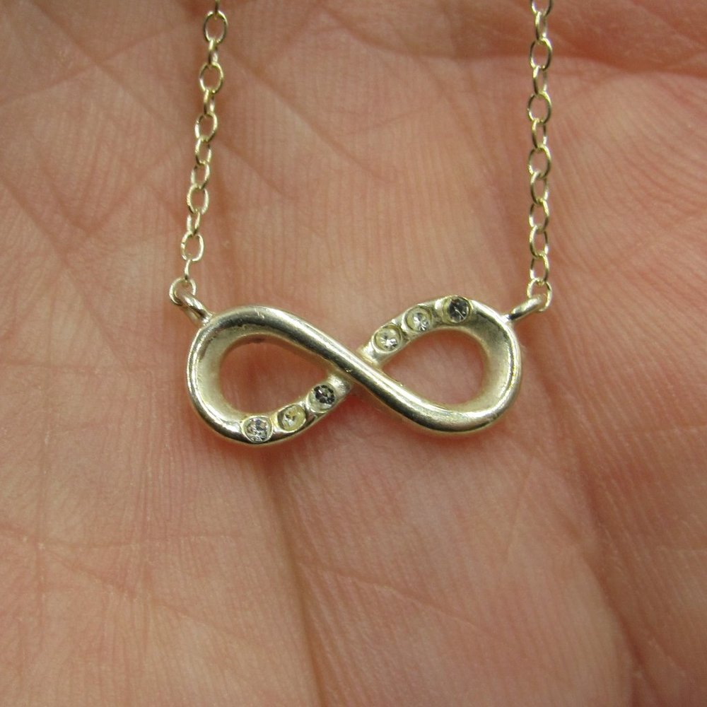 18" Sterling Rustic Crystal Infinity Necklace - image 1